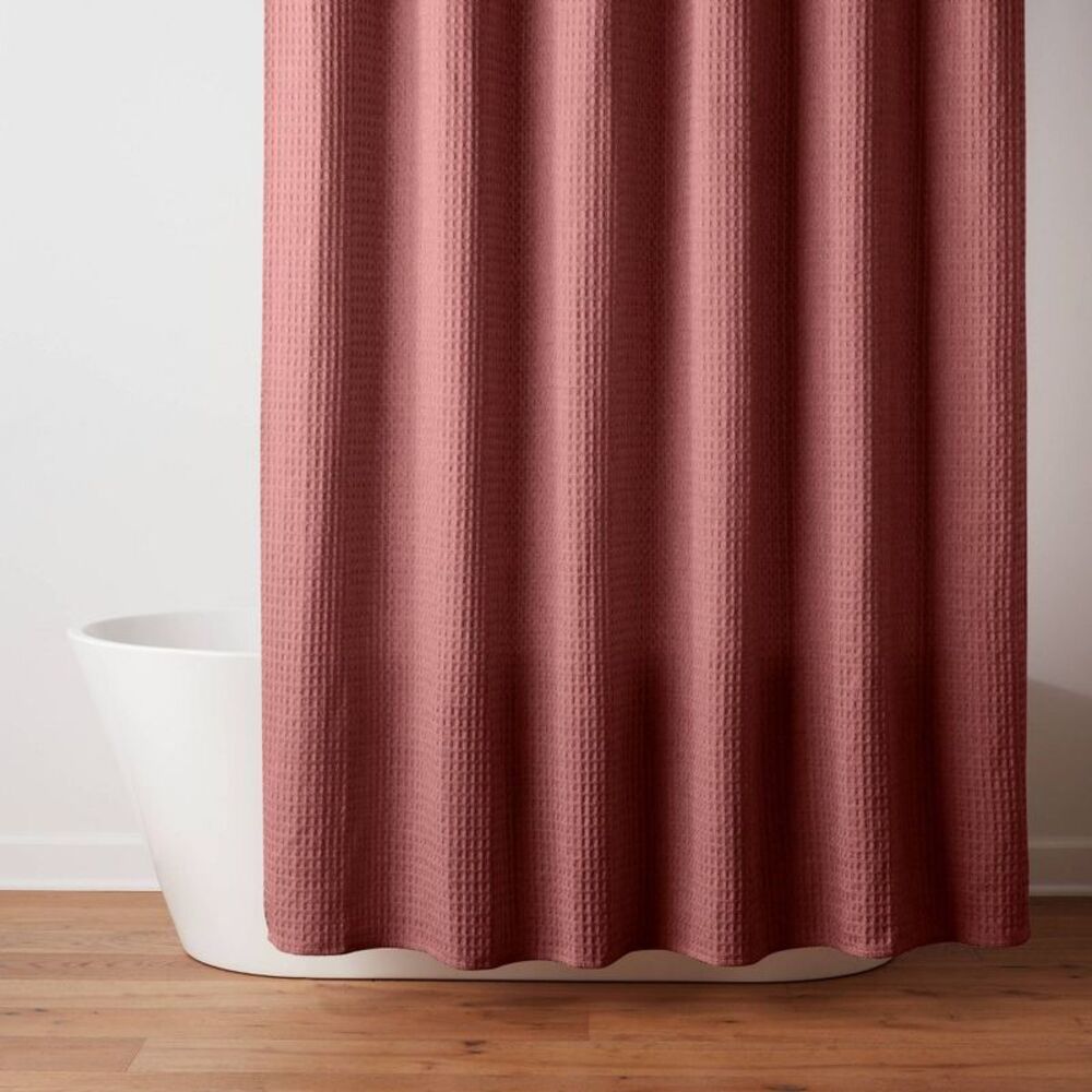 72"x84" Extra Long Waffle Weave Shower Curtain Mauve - Threshold